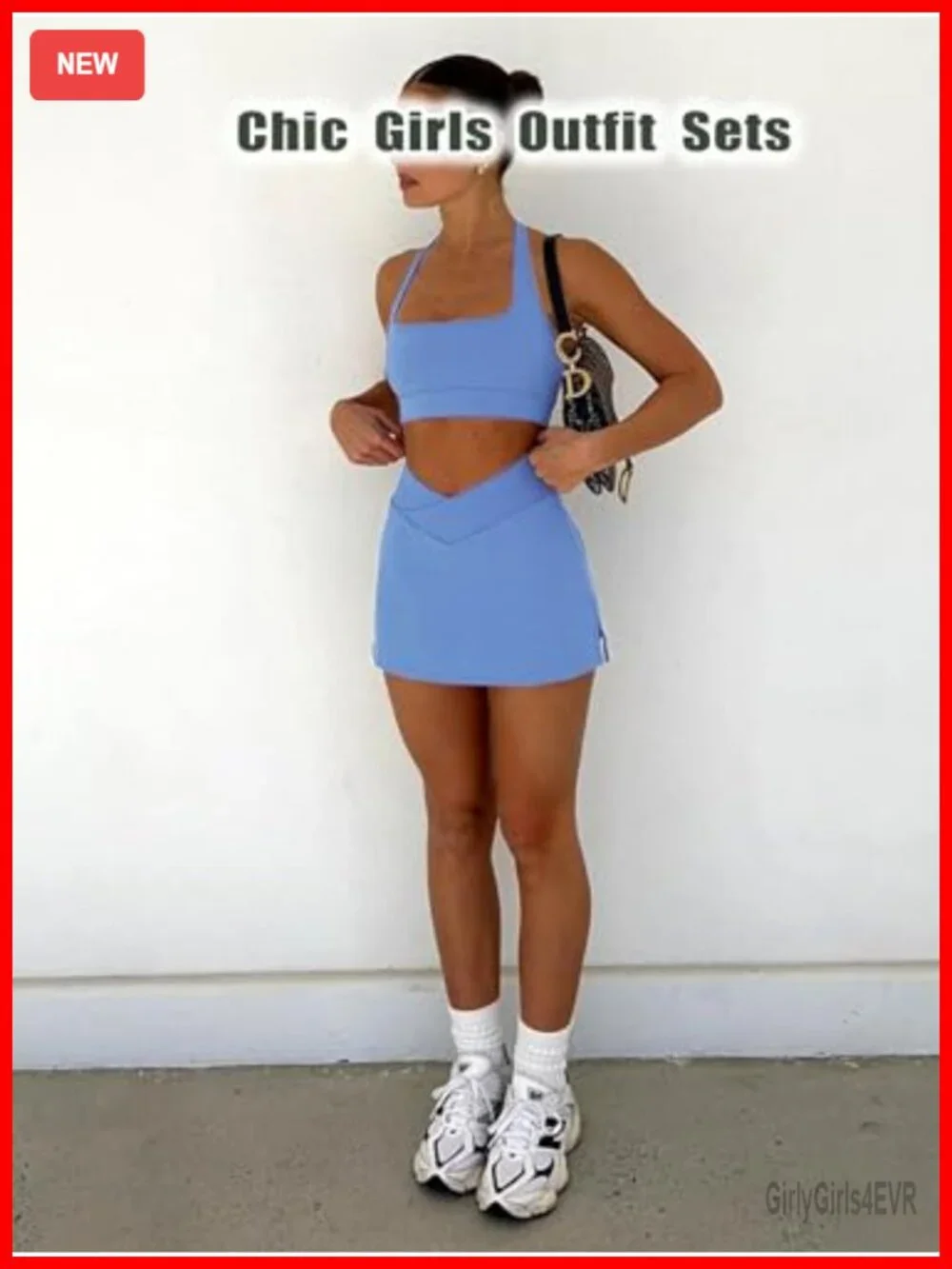 2 Piece Tennis Skirt Set Women Athletic Golf Pickleball Outfit High Waisted